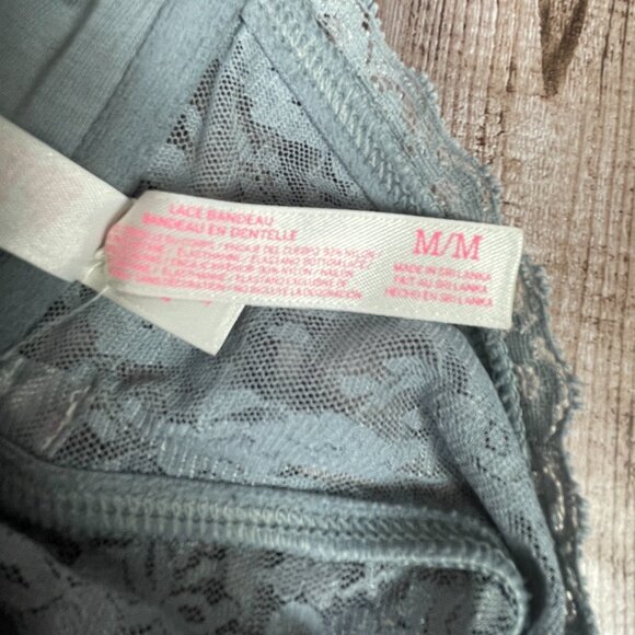 PINK VICTORIA'S SECRET Lace Bandeau Bralette Gray Sequins Lined Women's M EUC - Picture 5 of 6